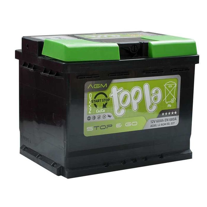 Akumulator Topla EcoDry & Go AGM 60 Ah 680 A