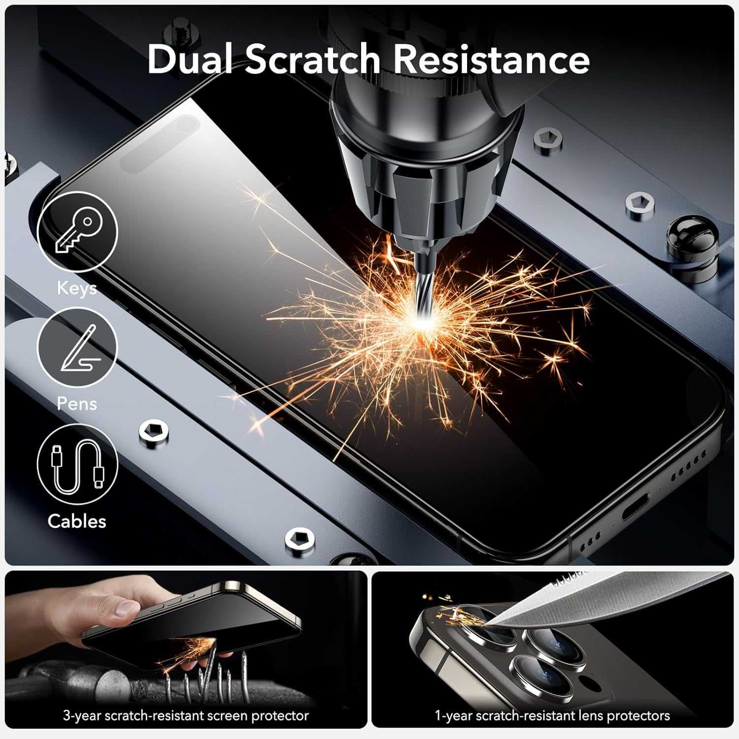 ESR armorite 3x szkło LCD 1x szkło aparat iPhone 15 PRO MAX aplikator