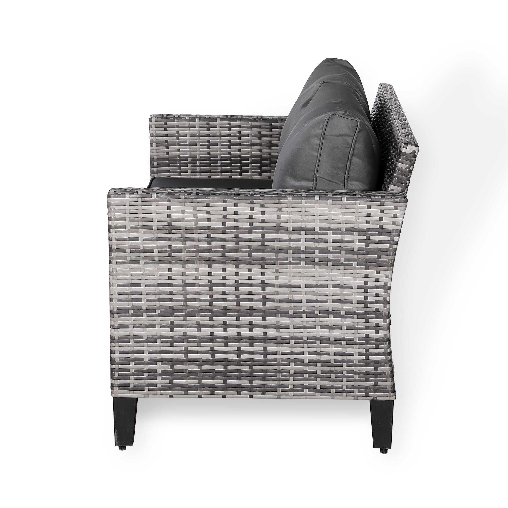 Dwuosobowa szara sofa rattanowa