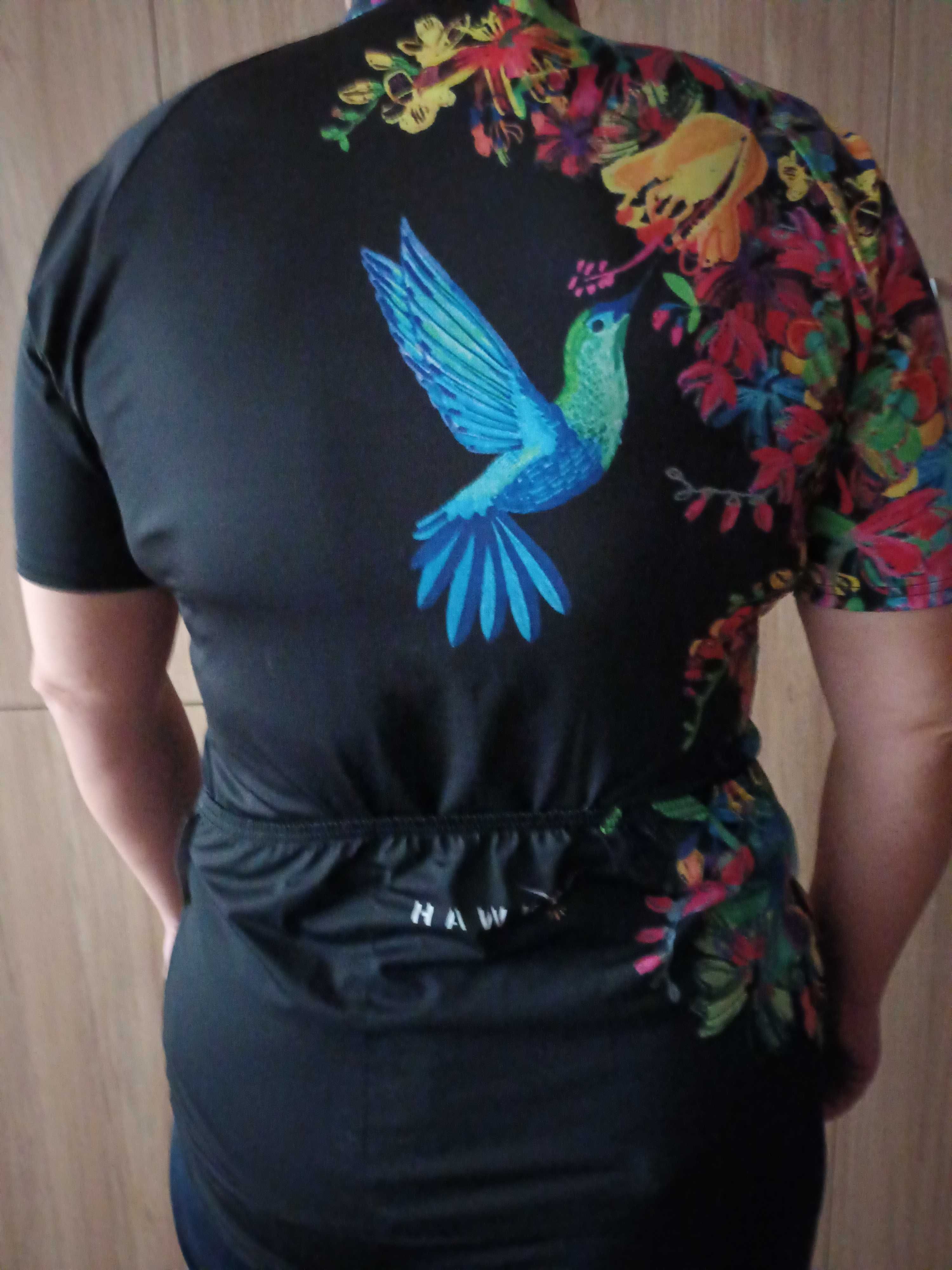 Damska koszulka rowerowa rozm,XL firmy Hawky z kolibrem