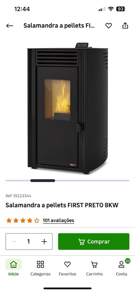 Salamandra a pellets FIRST PRETO 8KW