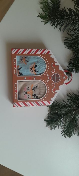 Nowe  zimowe skarpetki anty poślizgowe unisex 22- 24 beż błekit h&M