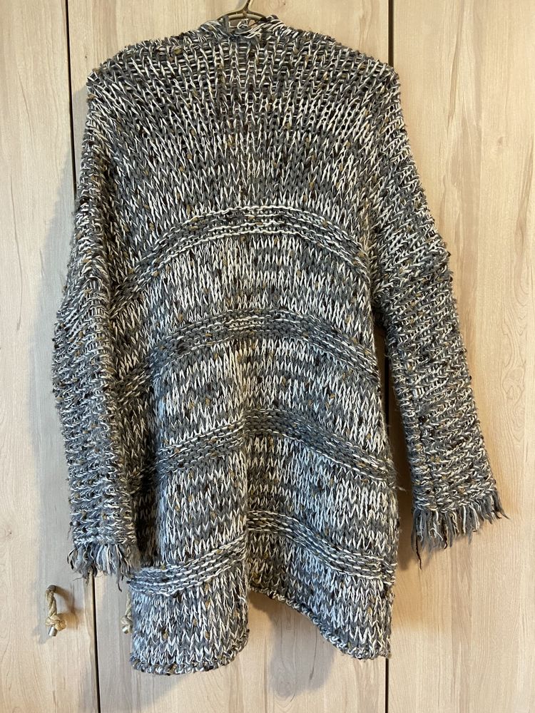 Damski kardigan sweter Made in Italy wełna mohair luźny szary