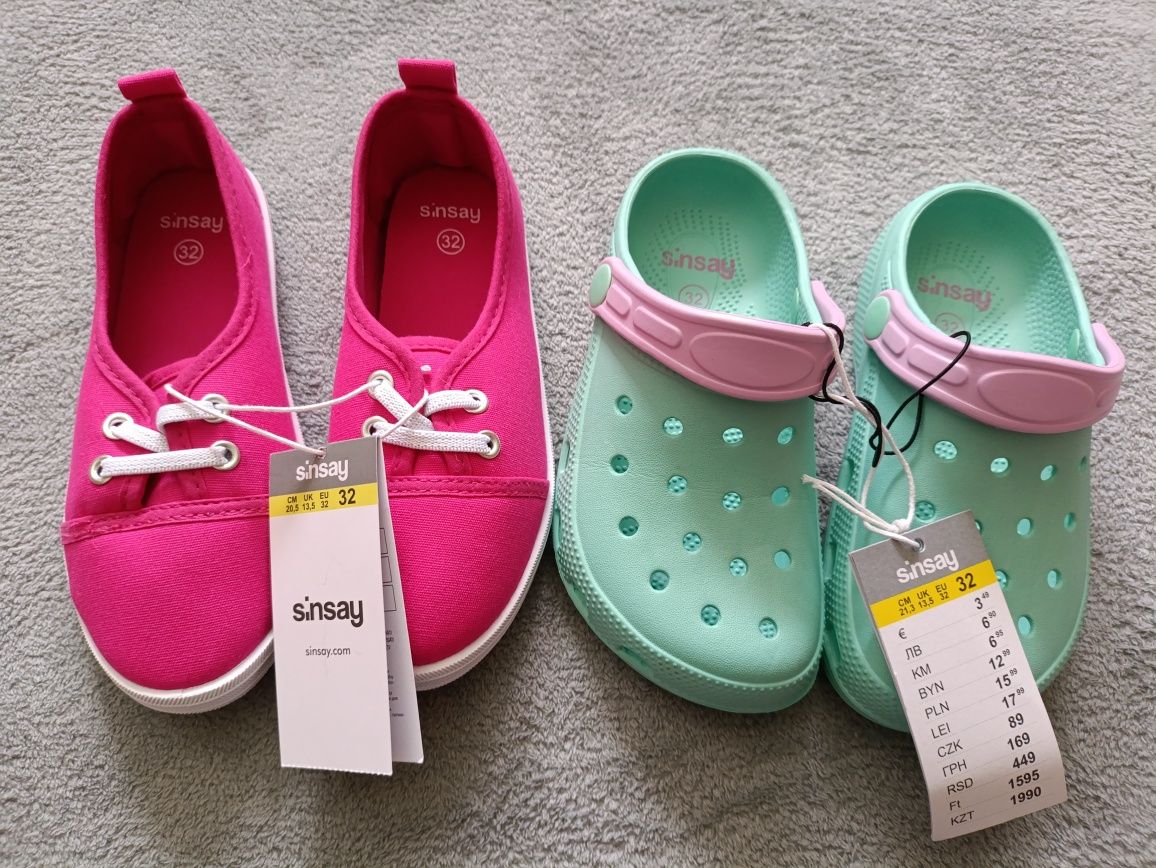 Zestaw butów Sinsay 32  klapki crocsy i tenisówki
