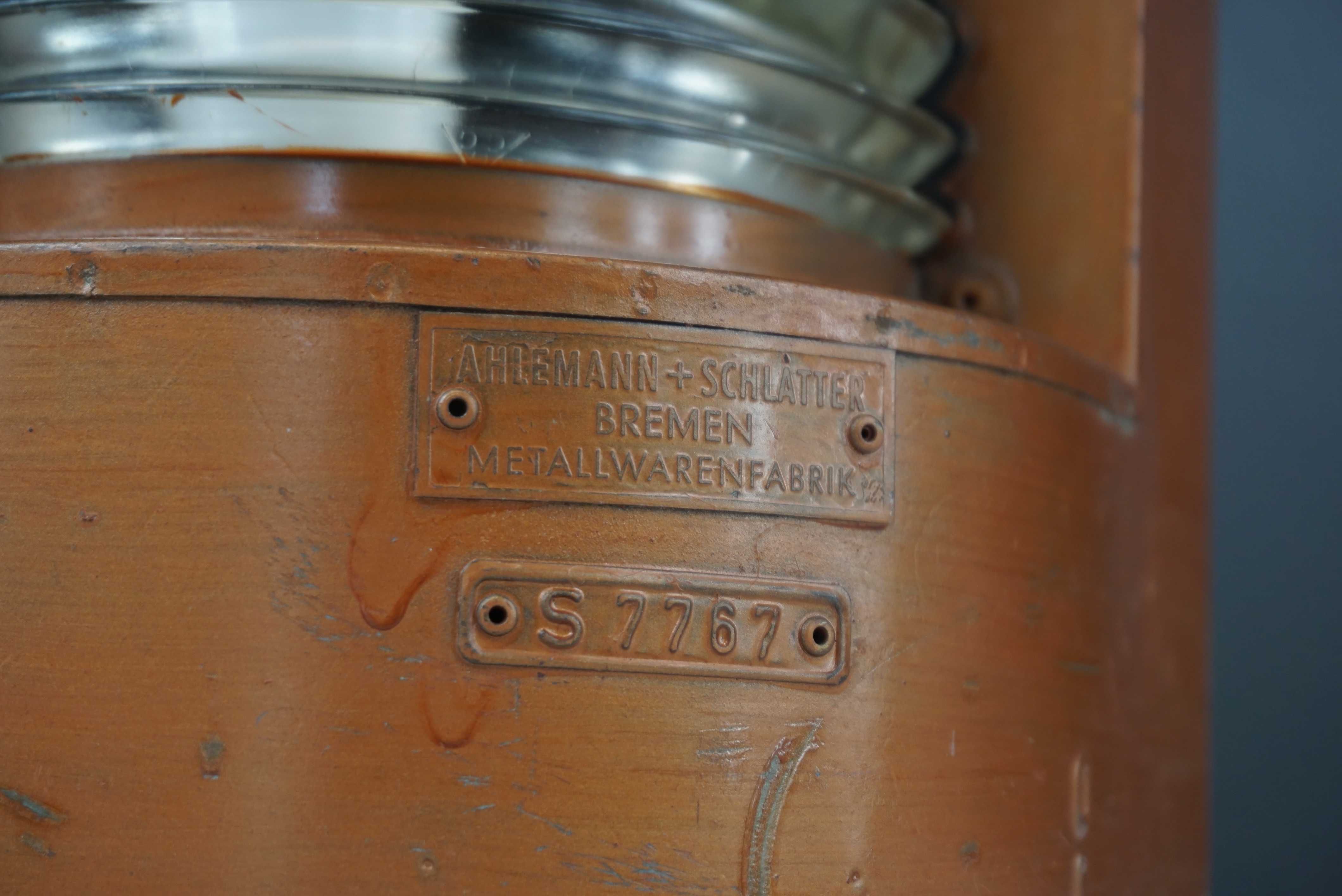Stara lampa okrętowa Ahlemann Schlatter Bremen METALLWARENFABRIK nr2
