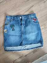 38 jeans jeansowa spódnica naszywki debenhams