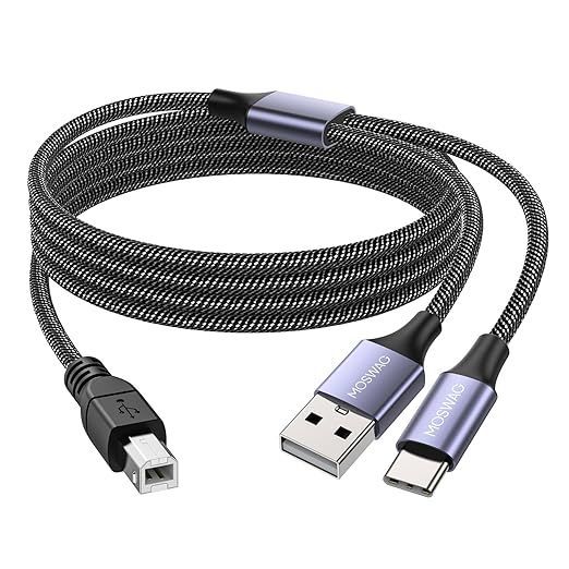 Kabel Usb C Do Midi 2 W 1 Usb-A/B Moswag 2M – Drukarka, Pianino, Pc