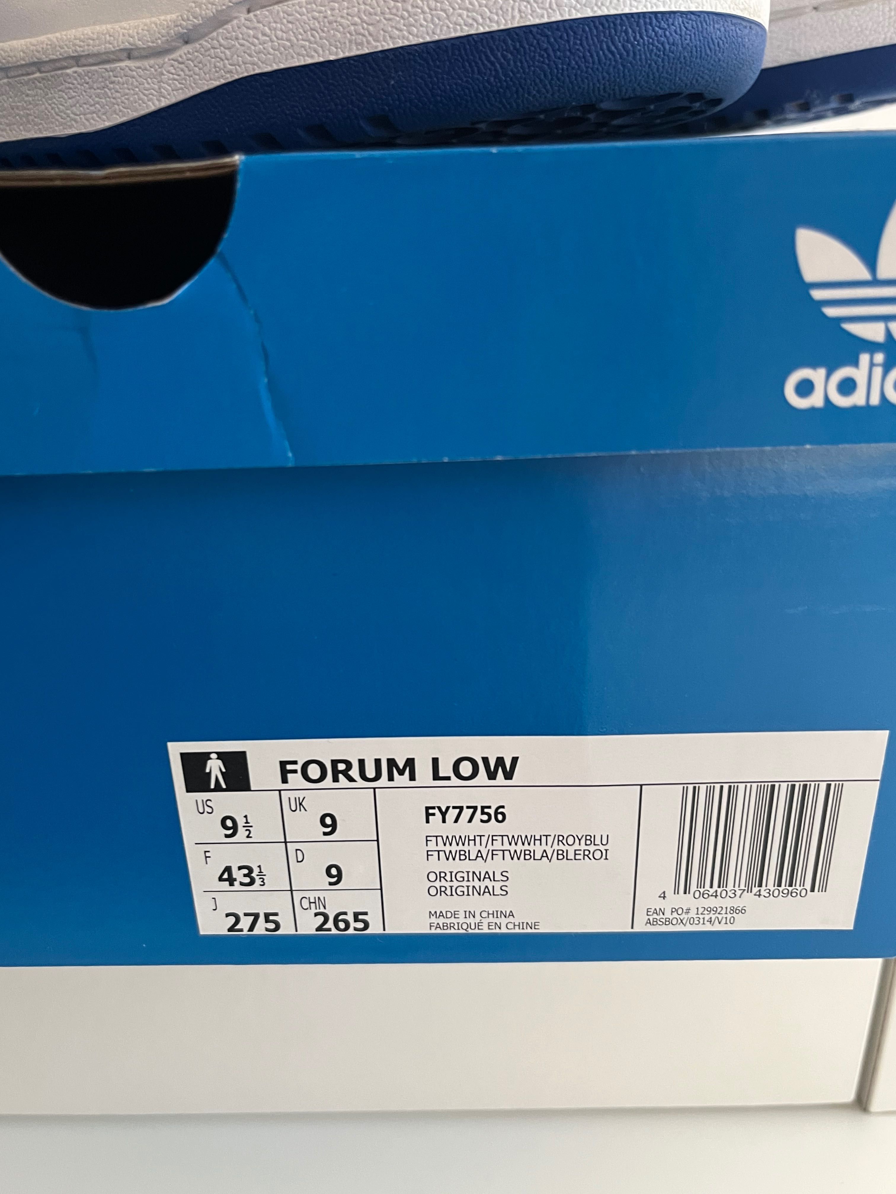 Sapatilhas Adidas Fórum brancas e azuis