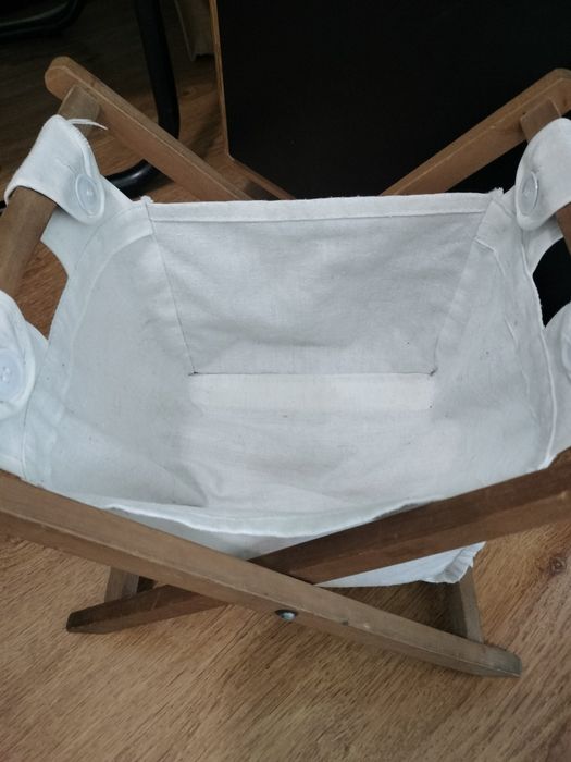 Porta objetos de pano e madeira