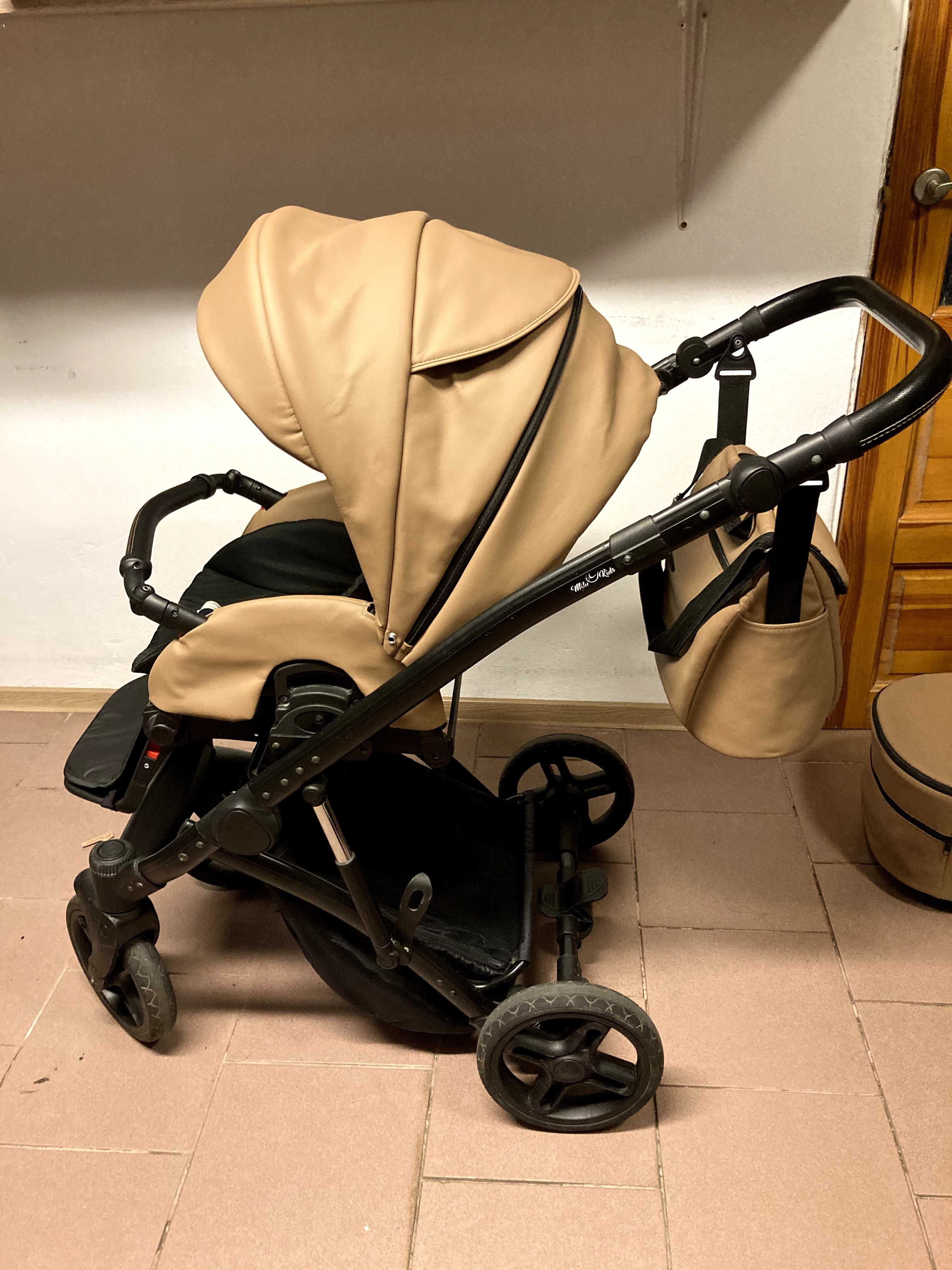 Wózek MILU KIDS Atteso 2w1 / 3w1 / 4w1 z bazą Eko Skóra Musztardowy