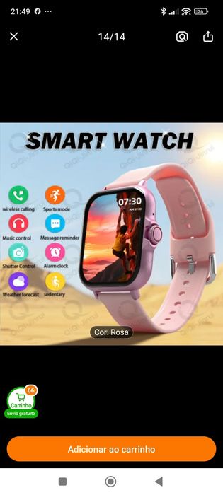 Smart watch cor de rosa