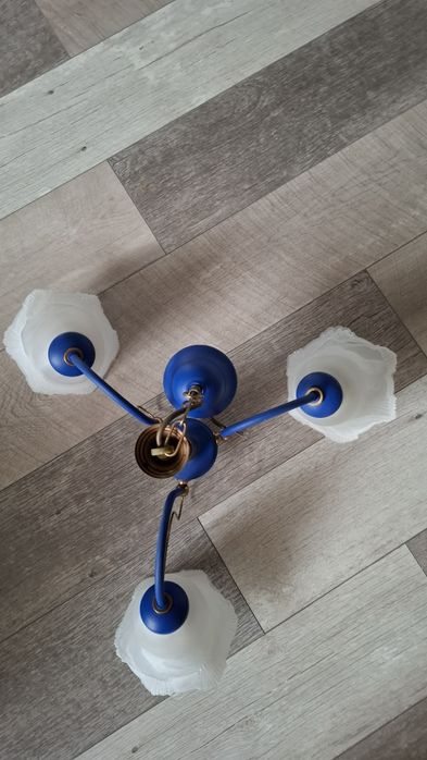 Żyrandol niebieski 3 klosze