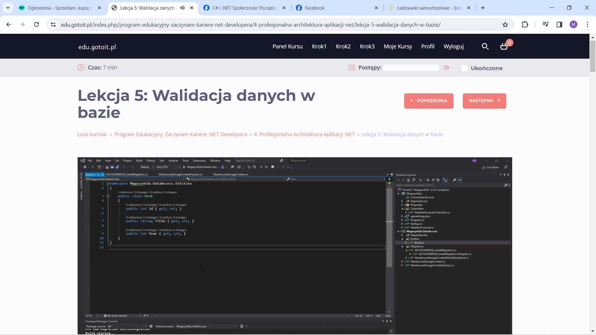 Odsprzedam dożywotni kurs C# i .NET z gotoit.pl
