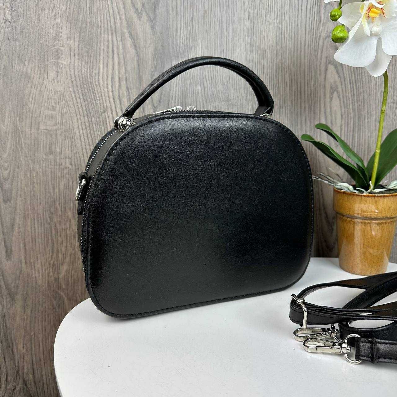 Женская классическая сумочка каркасная мини сумка жіноча черная мятная