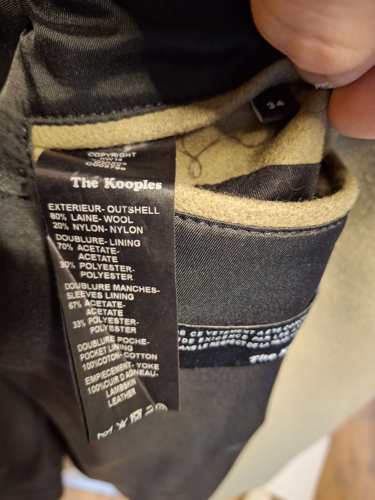 Plaszcz damski The Kooples XS 34 wełna wiskoza