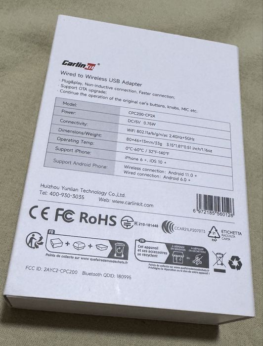 CarlinKit CPC200-CP2A Carplay,Android+Ładowarka teleskopowa.Typ-C 4w1.