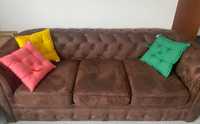 Piękna kanapa / Sofa Oxford Kare Design a'la zamsz - jak nowa, orzech