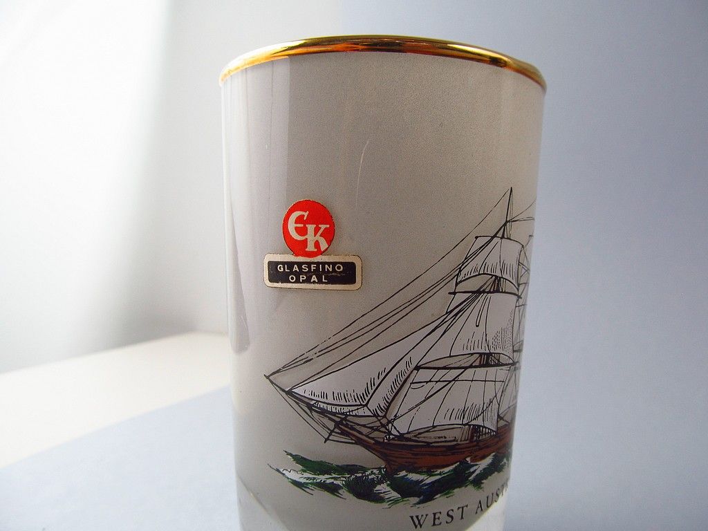 vintage włoska sygnowana szklanka statek żaglowiec