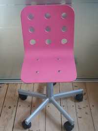 Krzesełko krzesło kółka IKEA JULES różowe do biurka