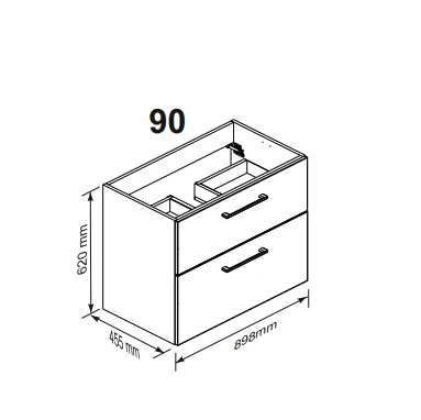 Szafka łazienkowa ORiSTO z umywalką 90 cm, biała w połysku