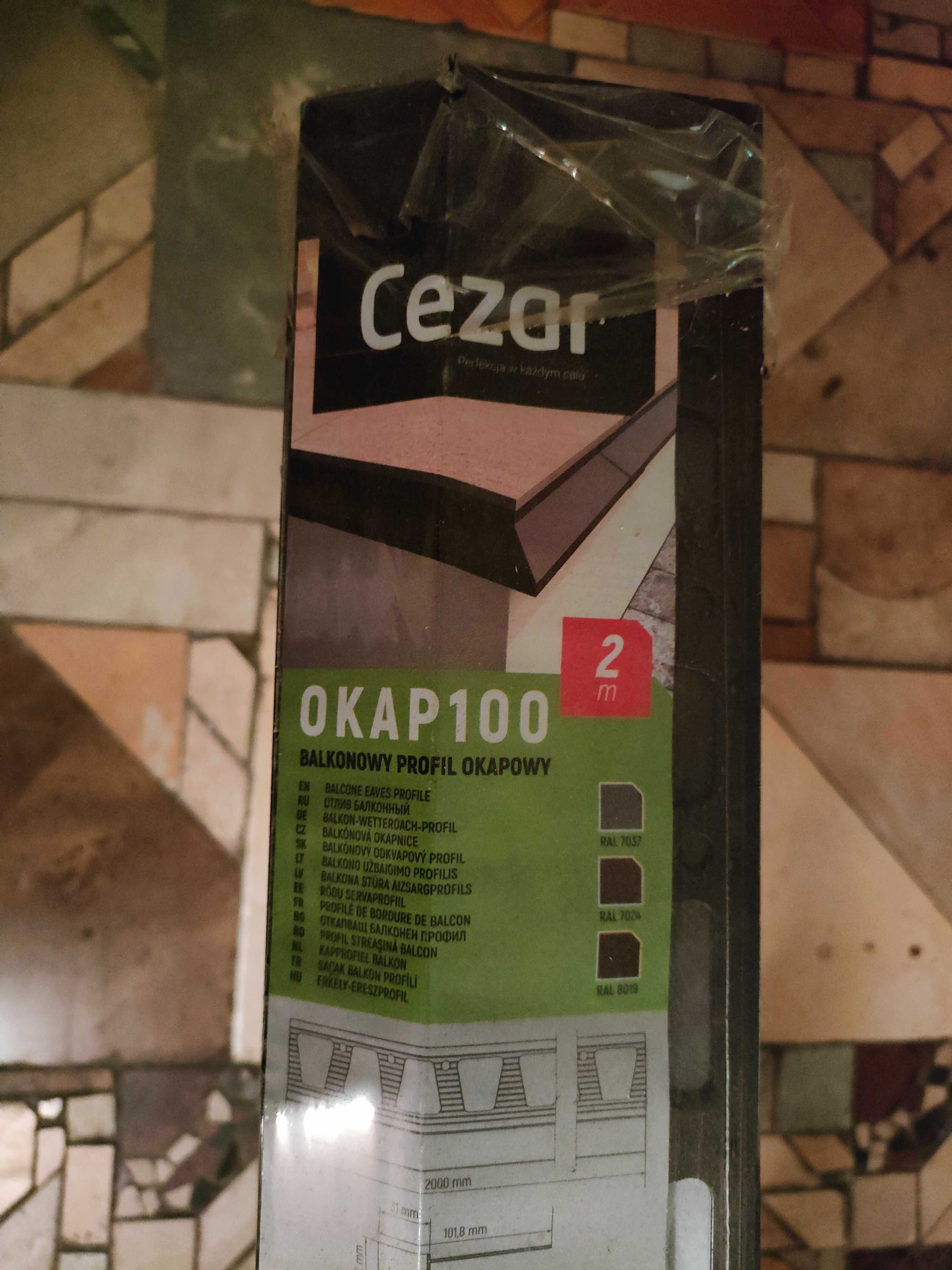 Okapy aluminiowe balkonowe tarasowe CEZAR 100 brąz + sznur dylatacyjny