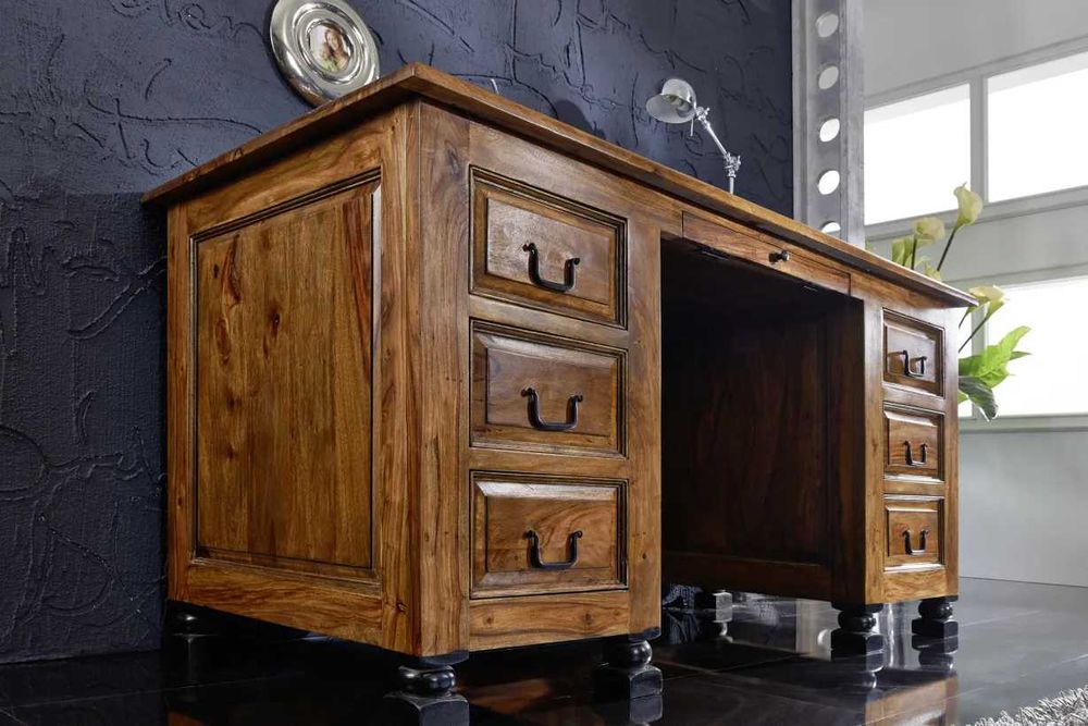 Biurko w stylu kolonialnym lite drewno Palisander lakierowany 150x70cm