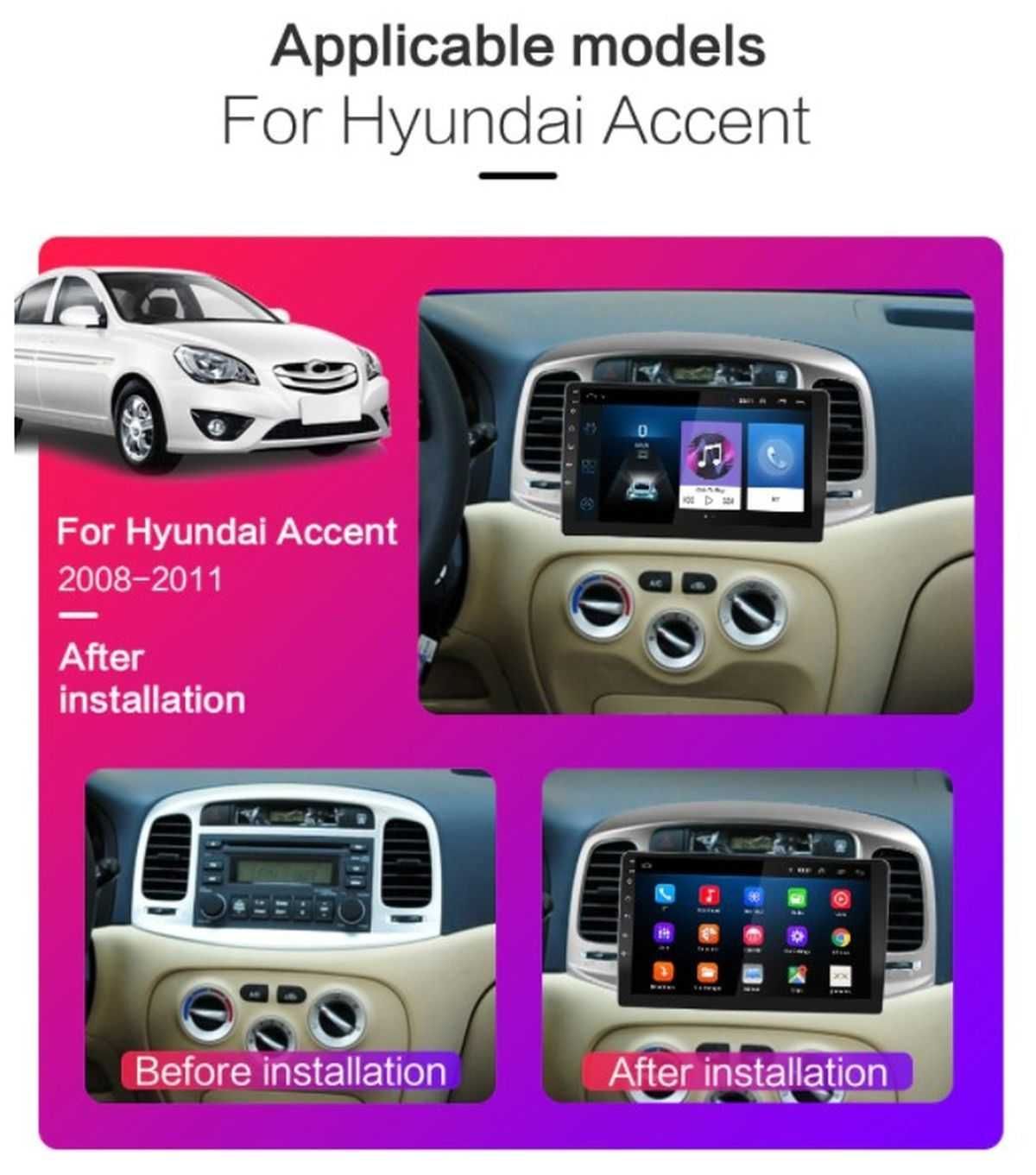 Штатна Магнітола Hyundai Accent 2009-2012 для Android 10