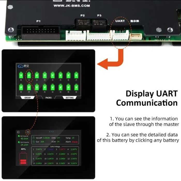 Экран jk 4.3. дисплей JK Jikong BMS lcd jk05 jk18