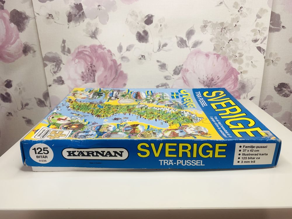 Drewniane puzzle mapa Szwecji, karnan, vintage