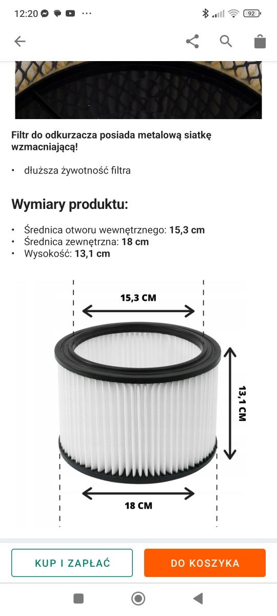 Filtr HEPA marki Verda