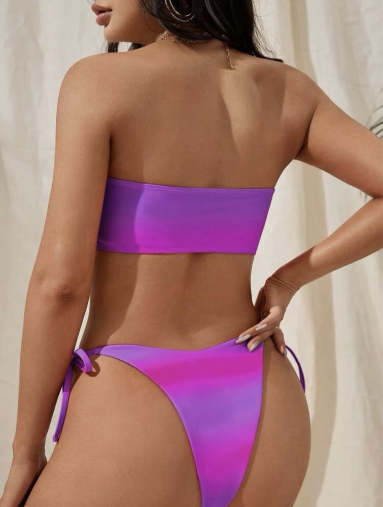 Bikini strój kąpielowy shein ombre fiolet róż nowe opaska L