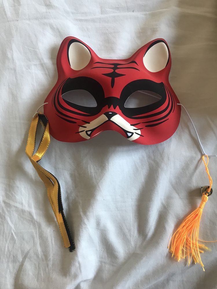 Czarno biała japońska maska japan cosplay halloween nowa śliczna dzwon