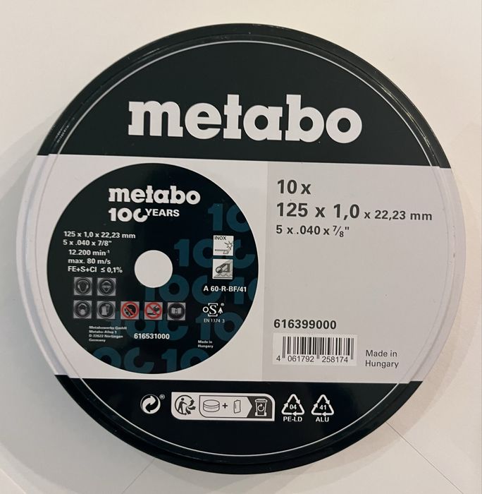 10x Discos corte aco/inox 125x1,0 - METABO