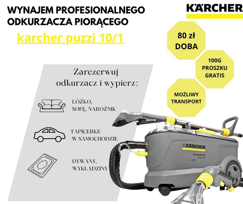 Wynajem odkurzacza piorącego Karcher puzzi 10/1