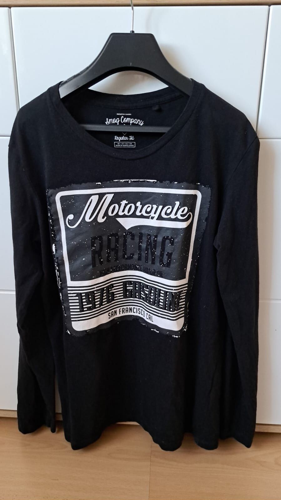 Bawełniana czarna koszulka męska / longsleeve rozm. S