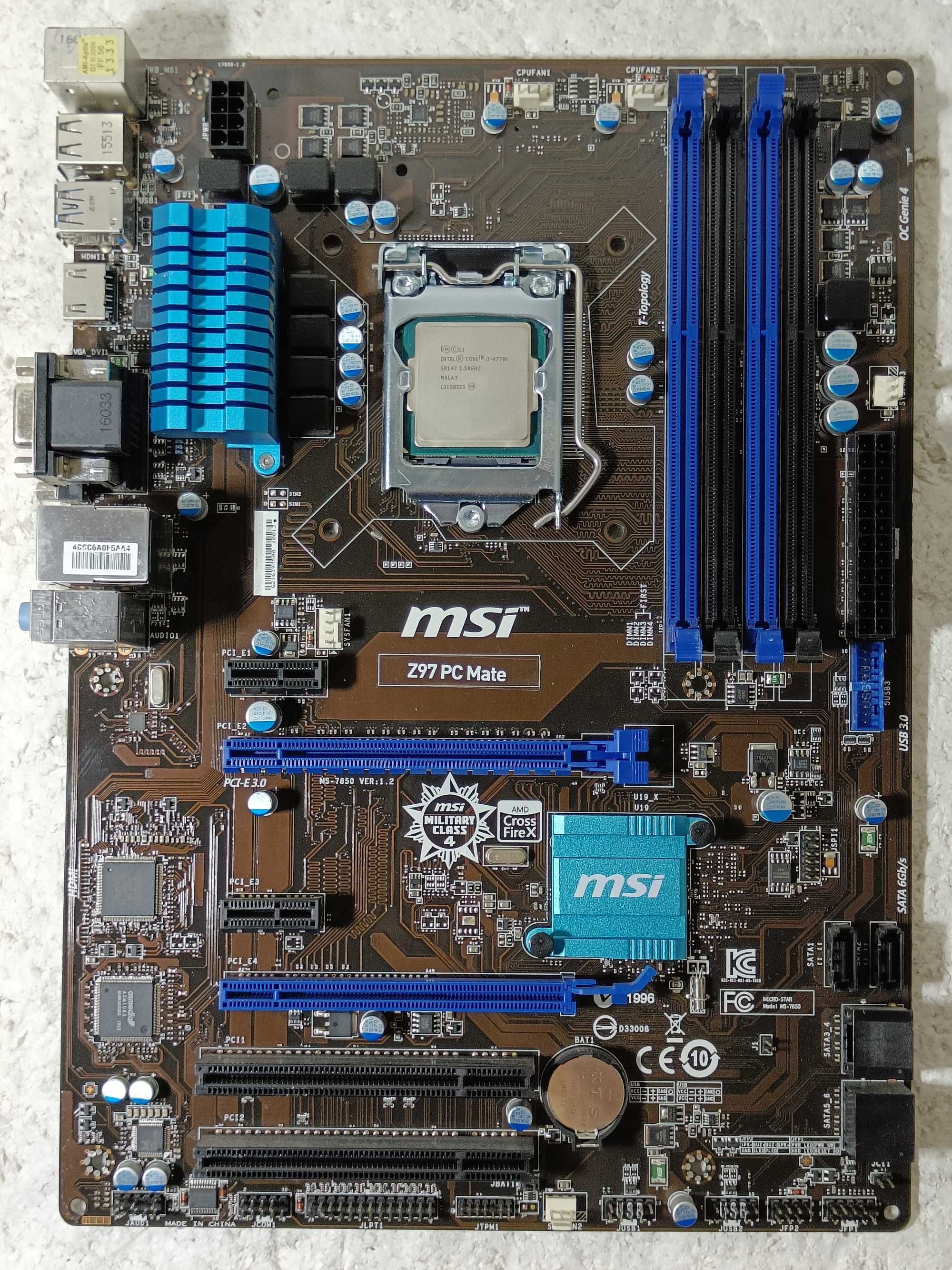 КОМПЛЕКТ Материнська плата MSI Z97 PC Mate + процесор i7-4770K LGA1150
