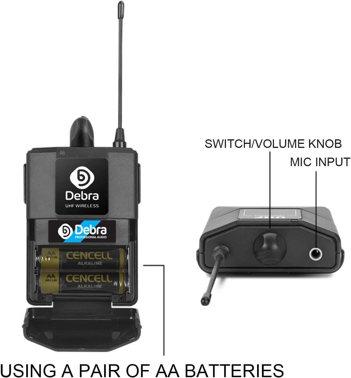 DDebra Audio AU400 Pro UHF 4-kanałowy bezprzewodowy system mikrofonowy