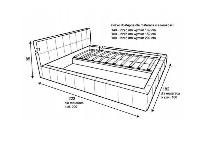 Łóżko Tapicerowane z pojemnikiem 160 x 200 skóra