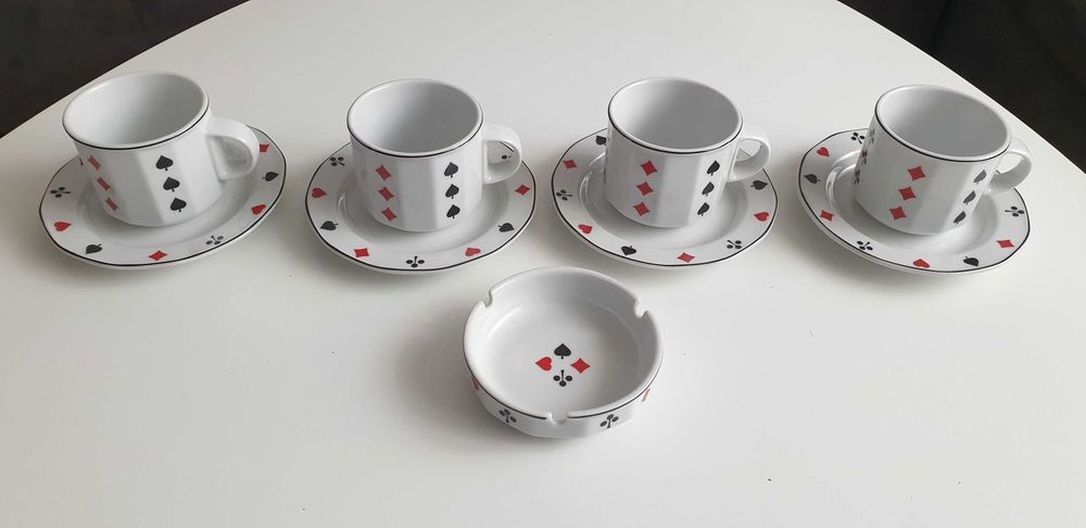 Starocie z Gdyni - Porcelana LUBIANA - zestaw karciany z popielniczkom
