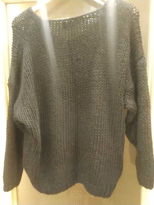 Италия: вязаный длинный кардиган/платье + черный свитерок оверсайз