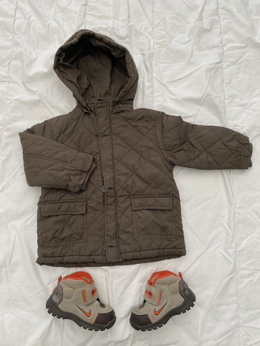 Conjunto menino 1-2 anos Parka, botas tenis, calcas