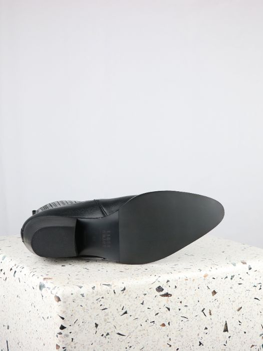 Botki skórzane w szpic klasyczne czarne niski obcas Liesa & Mary 41