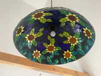 Komplet dwóch oryginalnych, dużych lamp witrażowych