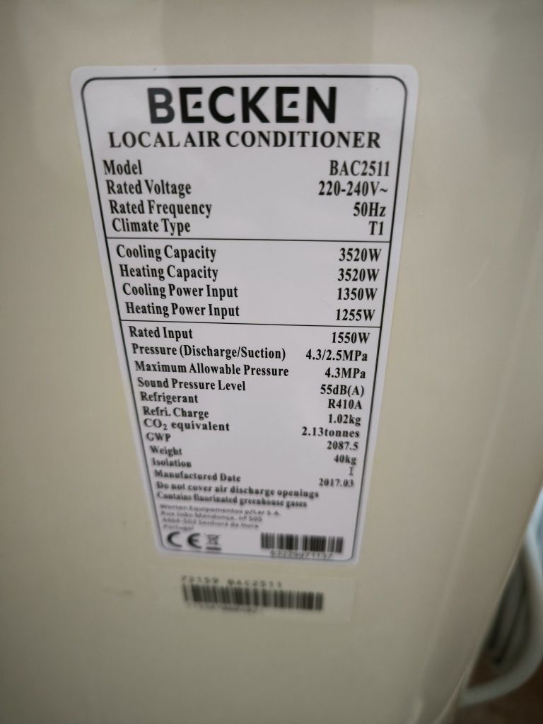 Ar condicionado portátil Becken 12.000 BTUS