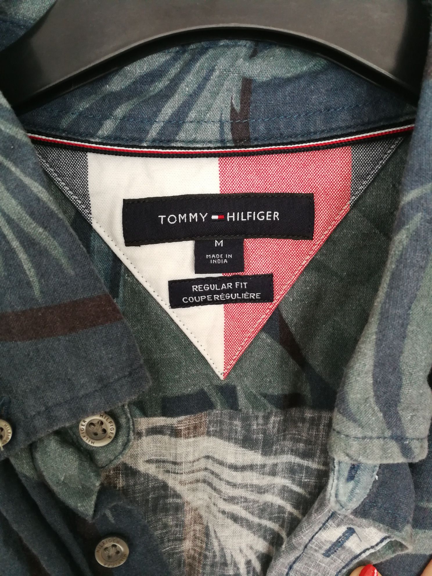 Koszula lniana wakacyjna Tommy Hilfiger motyw palmy wakacje 2024
