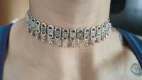 Naszyjnik choker metalowy srebrny boho piękny elegancki ciekawy orygin