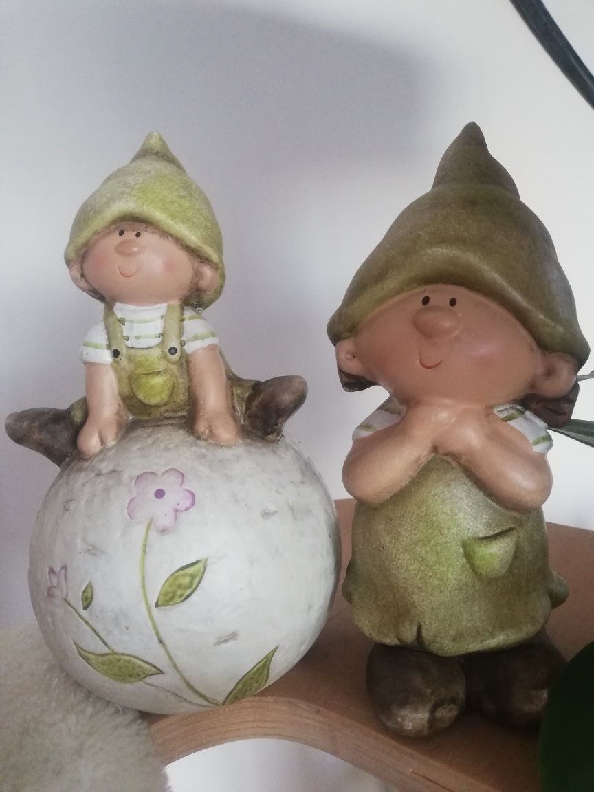 Figurki ceramiczne krasnal skrzat 2 szt