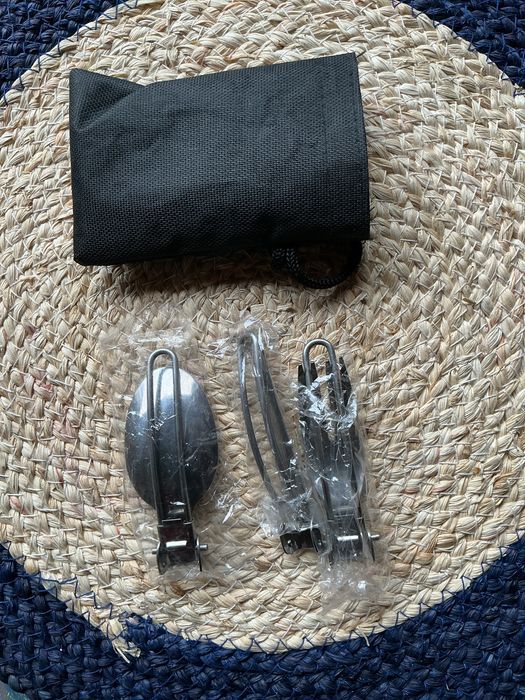 Столовий набір 3шт виделка ложка ніж розкладний походний нержавійка