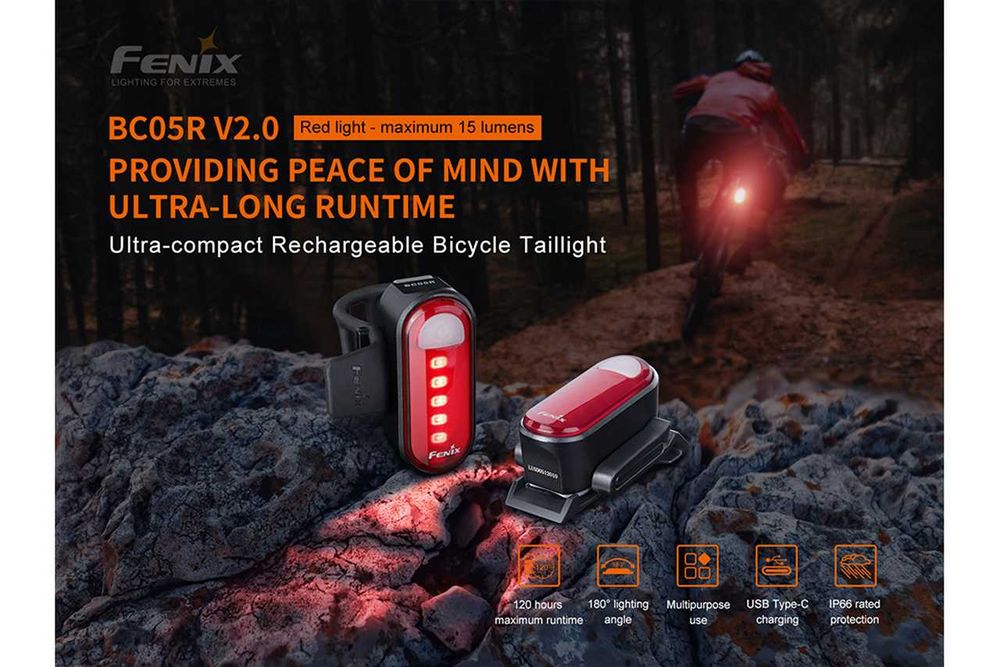 Latarka diodowa Fenix BC26R rowerowa 1600 lumenów + Tylna BC05R V2.0
