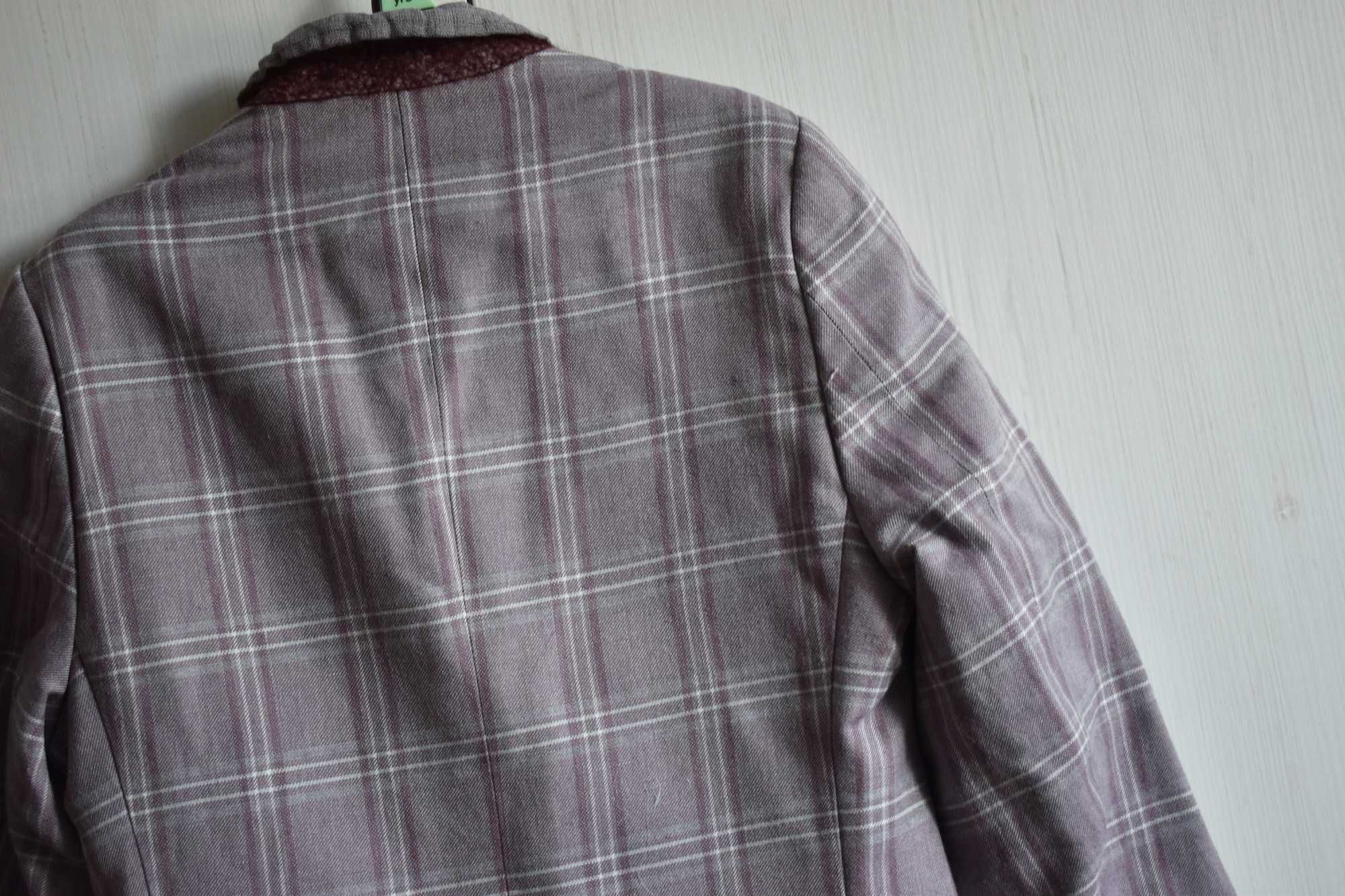 Marynarka blazer 134 w kratkę kratę elegancka galowa slim garnitur